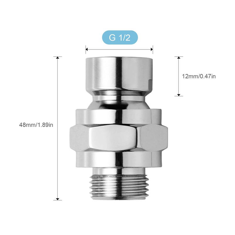 [Australia - AusPower] - OFFO All Metal Shower Head Swivel Ball Adapter, Solid Brass Adjustable Shower Arm Extension Connector Universal Showering Component, Chrome 