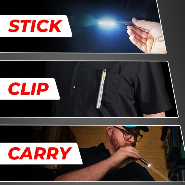 [Australia - AusPower] - Gearlight Rechargeable 3-1 LED COB Work Light with Magnetic Back - This Handheld Flashlight has 3 Modes a Pen Light, Flood Light, and 365nm UV Light - Compact Stocking Stuffer Christmas Gift for Men 