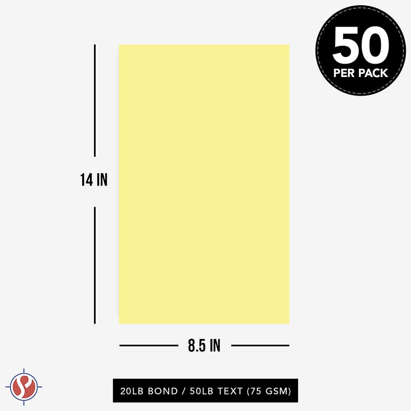 [Australia - AusPower] - 8.5 x 14” Canary Pastel Color Paper – Great for Cards and Stationery Printing | Legal, Menu Size | Lightweight 20lb Paper | 50 Sheets 