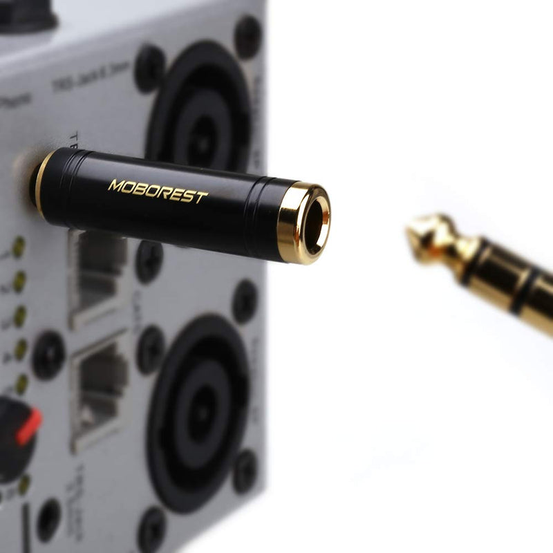 [Australia - AusPower] - MOBOREST 3.5mm to 6.35mm Stereo Pure Copper Adapter, 1/8'' (3.5mm) Male Plug to 1/4'' (6.35mm) Jack Female Socket Adapter for Headphone Amp Adapte Black -1PCS 3.5M-6.35F-BLACK-1PCS 