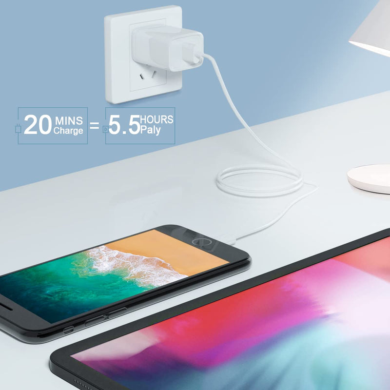 [Australia - AusPower] - USB C Wall Charger,TYLIYCOO 20W USB-C Fast Charger Block, PD Power Adapter Compatible for iPhone 13/13 Mini/13 Pro/13 Pro Max/12 Series,Galaxy S21,Pixel 4/3,iPad Pro and More(2Pack) (White&Black) white and black 