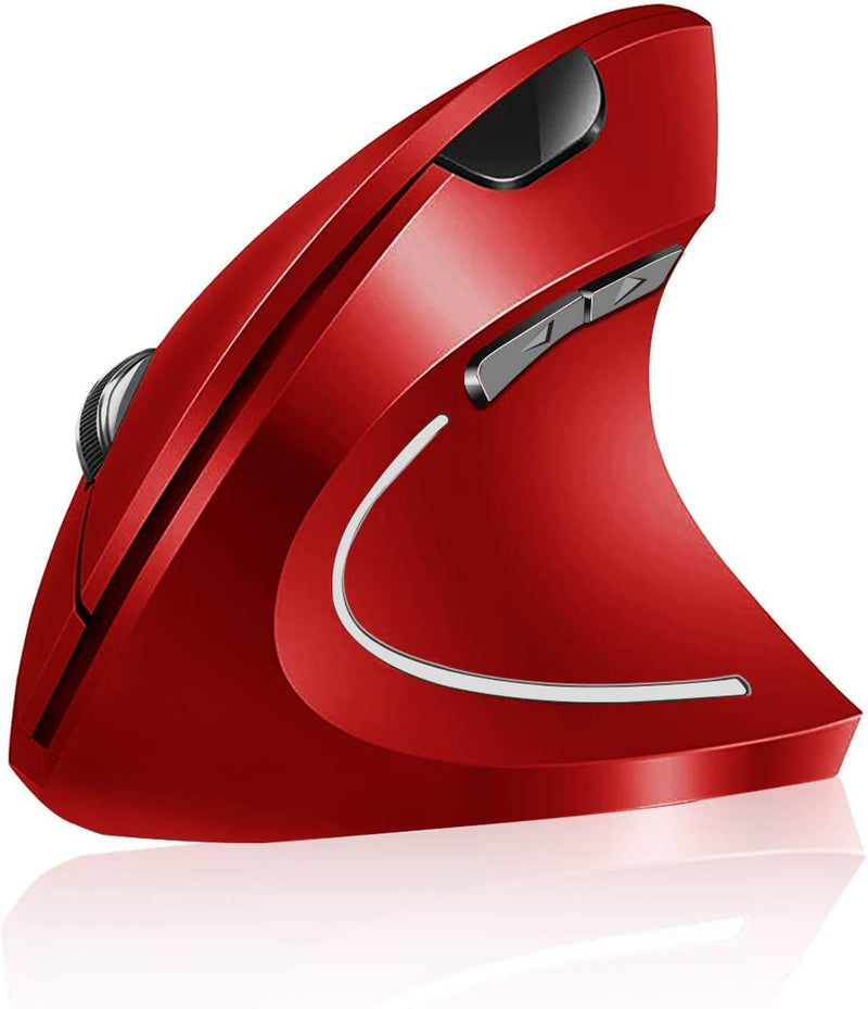 [Australia - AusPower] - Vassink Wireless Mouse Ergonomic Mouse Rechargeable Vertical Optical Mice with USB Receiver, 6 Buttons 2.4GHz Adjustable DPI 800/1200/1600 for PC Computer,Laptop,etc（Red+Blue） 