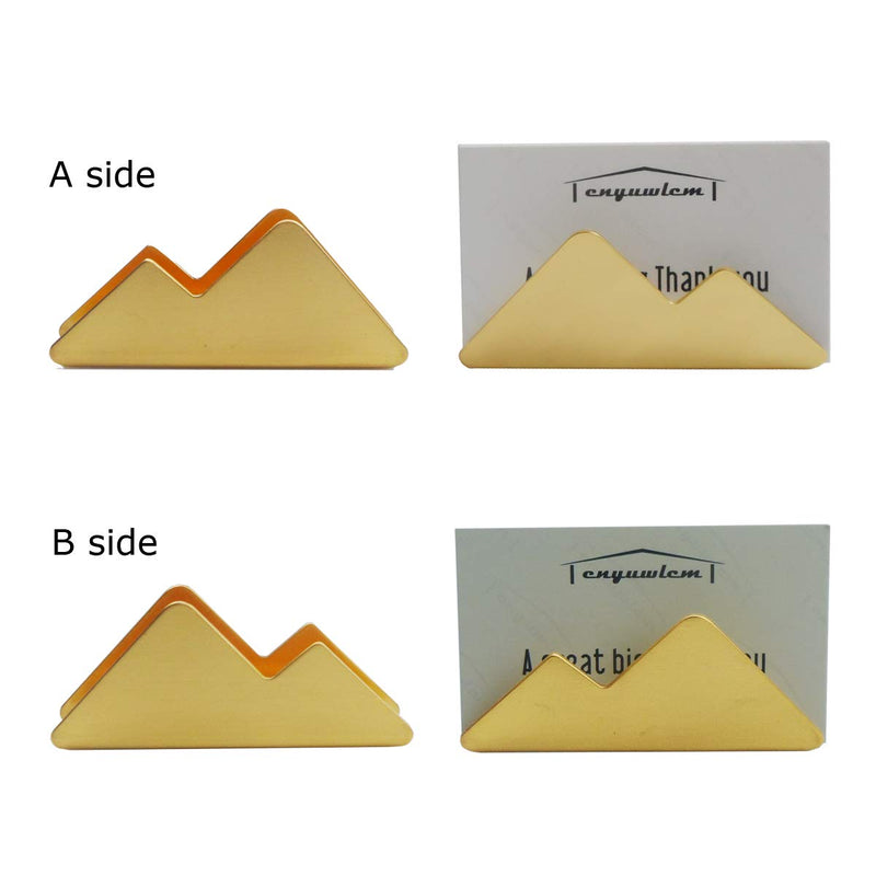 [Australia - AusPower] - Enyuwlcm Metal Business Card Holder for Desk Brass Business Card Stand for Office Tabletop Counter Organizer Gold 2 Pack 