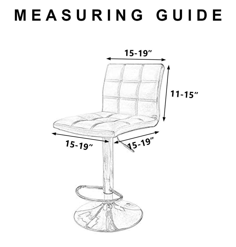 [Australia - AusPower] - WOMACO Bar Stool Cover with Back Printed Dining Room Square Swivel Barstool Chair Seat Cushion Slipcover for Counter Height Mid Low Back Chair Protector (2, Black) 2 