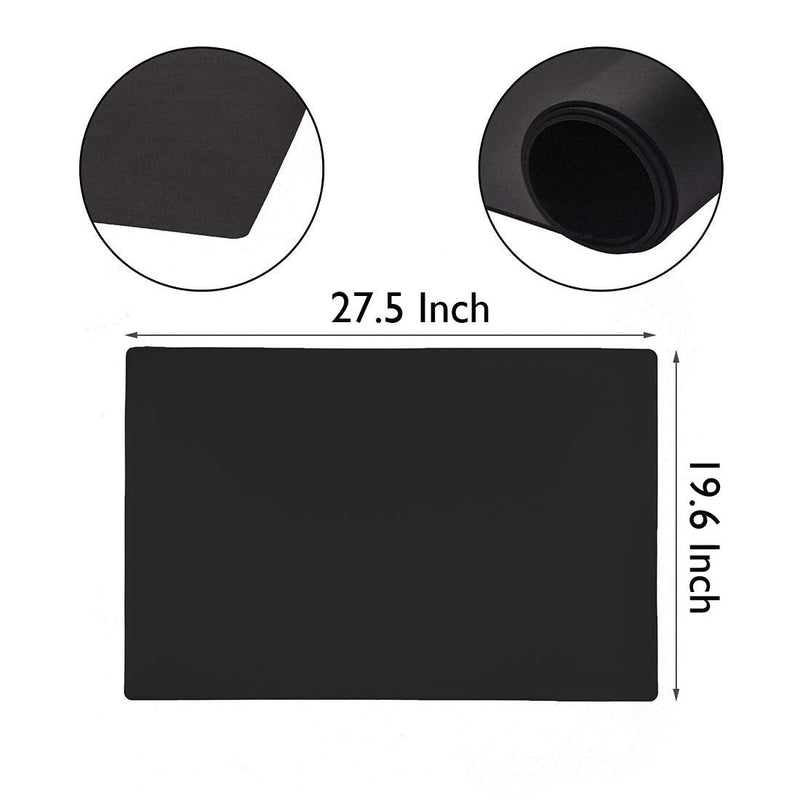 [Australia - AusPower] - 27.5 ''by 19.6 ''Oversize Silicone Placemat for Craft Flexible Multipurpose Huge Extra Large Size Non Slip Waterproof Baking Mat Sheet Black 1 PCS 