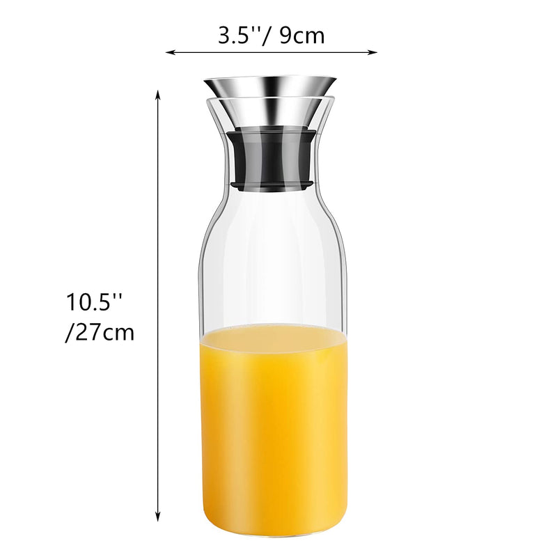 [Australia - AusPower] - OTARTU Borosilicate Glass Carafe with Drip-Free Lid, Stovetop Safe, 35 oz Glass Water Pitcher Fridge Carafe Ice Tea Maker, Juice Glassware. 35oz 