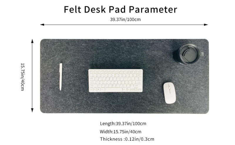 [Australia - AusPower] - DAWNTREES Large Felt Desk Pad , 40''x16'' Full Desk Mouse Pad, Desk Pad for Keyboard ,Computer Mat for Desk ,100X40cm Felt Desk Mat for Desk Pad Protector 100x40cm Dark Grey 