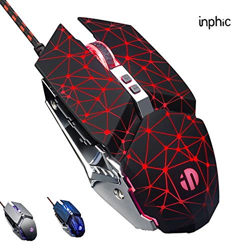 [Australia - AusPower] - Inpic Wired Gaming Mouse Ergonomic Mouse RGB 6000 DPI Spectrum Backlit Ergonomic Macro Programming Mouse for PC Gamers Office Desktop Laptop 4 Colors LED (Starry Sky) starry sky 