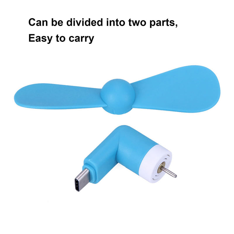 [Australia - AusPower] - Sokelinn-six Type C Phone Fan, Mini USB C Cooling Hand Fans Portable Summer Cooler for ipad Type C Plug Devices-2 Pieces (Blue) Blue 