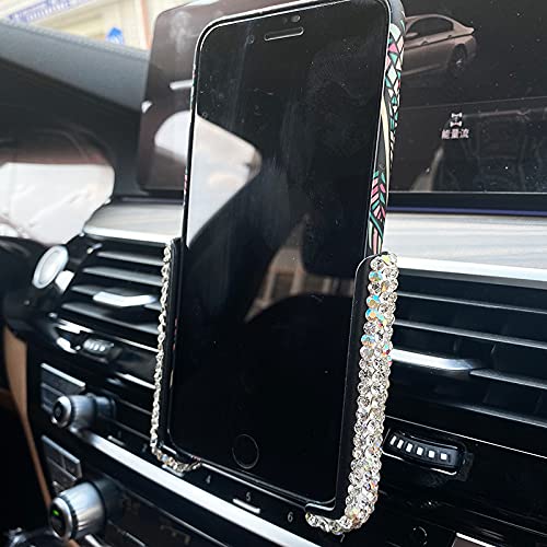 [Australia - AusPower] - FIRSAYTY Phone Holder for car with a Rhinestone Keychain Diamond Cell Phone car Mount Girly Bling Cute Accessories for Women Interior car Phone Stand pop Socket car Mount car Vent Phone Clip【2 pcs】 