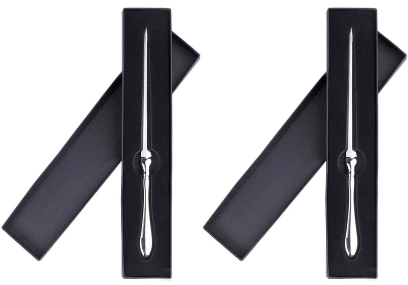 [Australia - AusPower] - Letter Opener Envelope Slitter Envelope Opener Paper Knife with Gift Box (Silver, 9.06 × 0.71 × 0.39 inches), 2 Pieces 