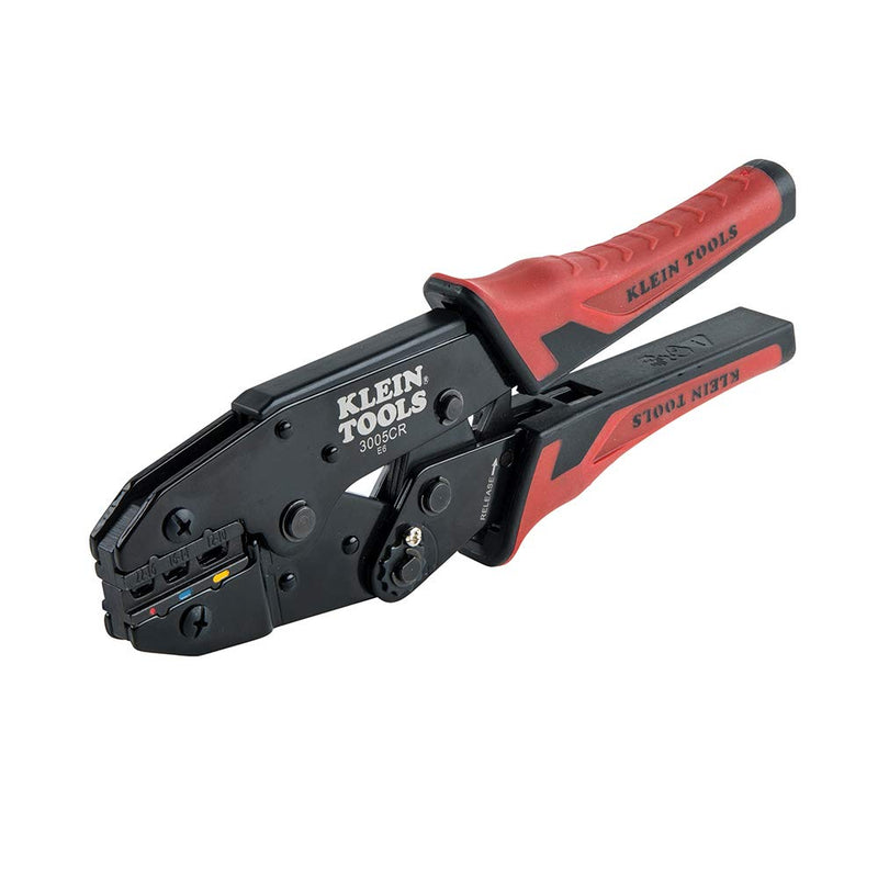 [Australia - AusPower] - Klein Tools 3005CR Wire Crimper Tool, Ratcheting Insulated Terminal Crimper for 10 to 22 AWG Wire 