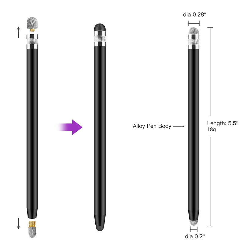 [Australia - AusPower] - Stylus Pens for Touch Screens,Granabol Sensitivity Capacitive Stylus 4 in 1 Touch Screen Pen with 8 Extra Replaceable Tips for iPhone iPad Tablets All Universal Touch Devices(2Pcs) (Black+Purple) 
