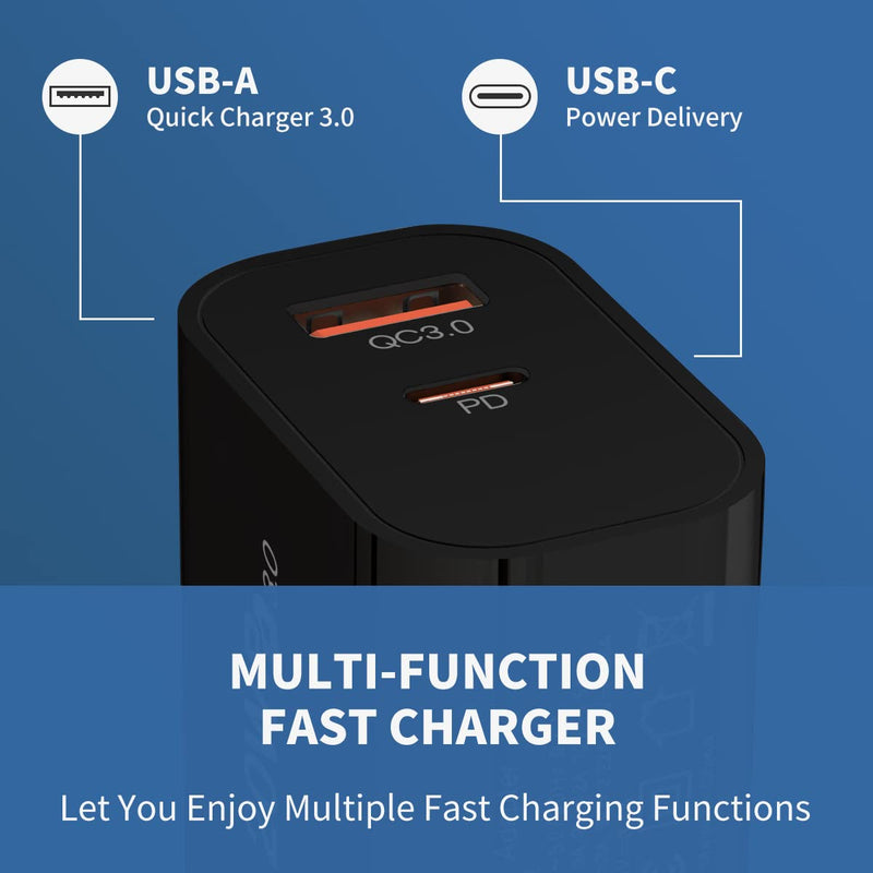 [Australia - AusPower] - iPhone Charger Fast Charging,20W USB C Wall Charger Dual Port Charge Block Compatible with iPhone 13/13 Pro max/12/12 Pro max/11/11Pro Max/X Black 