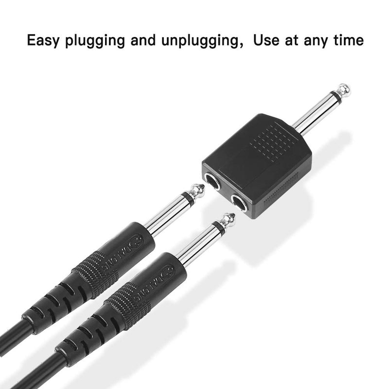 [Australia - AusPower] - Jelanry 1/4" 6.35mm Stereo Plug Male to Dual 1/4" 6.35mm Jack Female Splitter Adapter, Dual 6.5mm Jack Adapter Audio Y Cable Splitter for Guitar, Microphone, Amplifier TAA Compliant Black 2Pack 