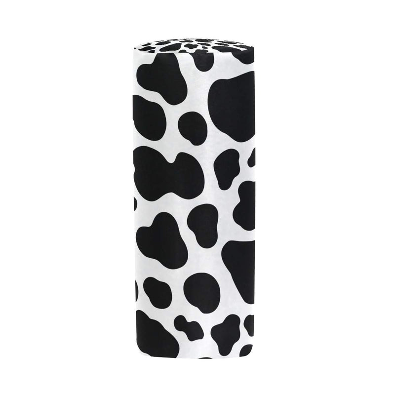 [Australia - AusPower] - Zipper Pencil Case Cow White Black Spot Pattern Roll Pencil Pen Bag Holder Makeup Pouch Bag 