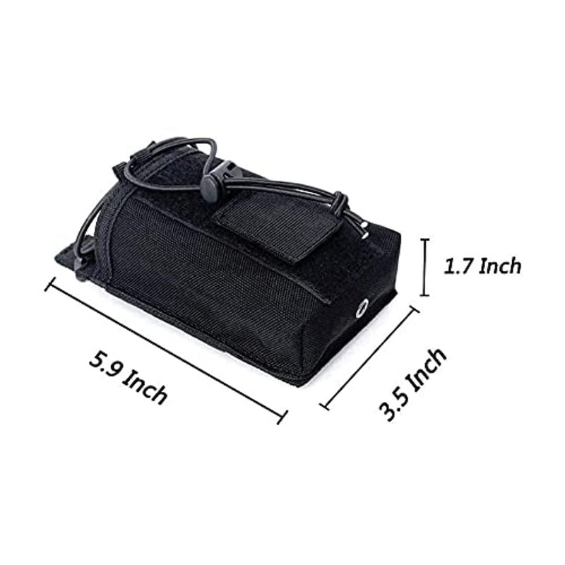 [Australia - AusPower] - Tactical Radio Holder Molle Radio Pouch Case Heavy Duty Radios Holster Bag for Two Ways Walkie Talkies Adjustable Storage with 1 Pack Patch(Black) Black 