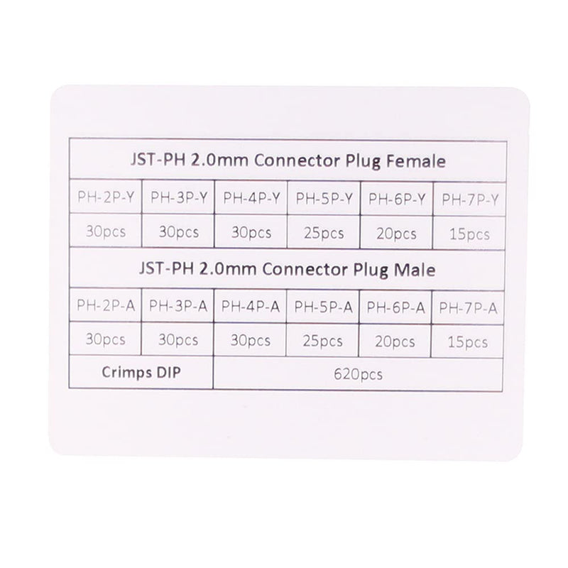 [Australia - AusPower] - RFaha 920pcs JST-PH Kit 2.0mm 2/3/4/5/6/7 Pin Female Head Plug JST Adapter Housing Connector Cable Socket Male Female Crimp DIP Kit(PH#2-7) 