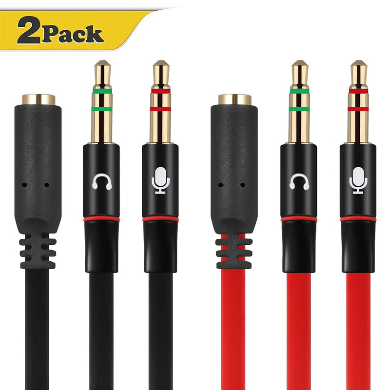 [Australia - AusPower] - Warmstor 2-Pack Headphone Splitter for Computer 3.5mm Female to 2 Dual 3.5mm Male Headphone Mic Audio Y Splitter Cable Smartphone Headset to PC Adapter 