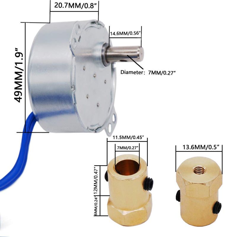 [Australia - AusPower] - Twidec/3Pcs Synchronous Turntable Motor Electric Motor 2.5-3RPM/MIN 50/60Hz 4W CCW/CW AC100~127V Synchron Motor for Cup Turner,Cuptisserie Rotator with 7mm Flexible Coupling TYC-50-2.5-3R-XLLB 2.5-3R 