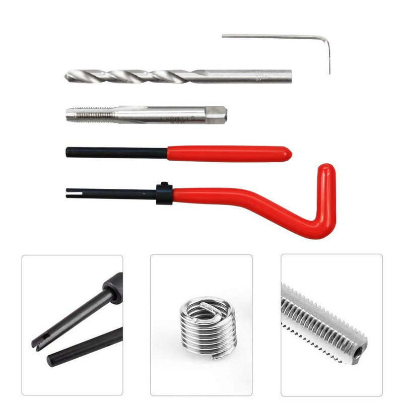 [Australia - AusPower] - Highking Tool Thread Repair Kit, M6 x 1.0mm Thread Repair Insert Kit Compatible Hand Tool Set for Auto Repairing (M6-1.0) 