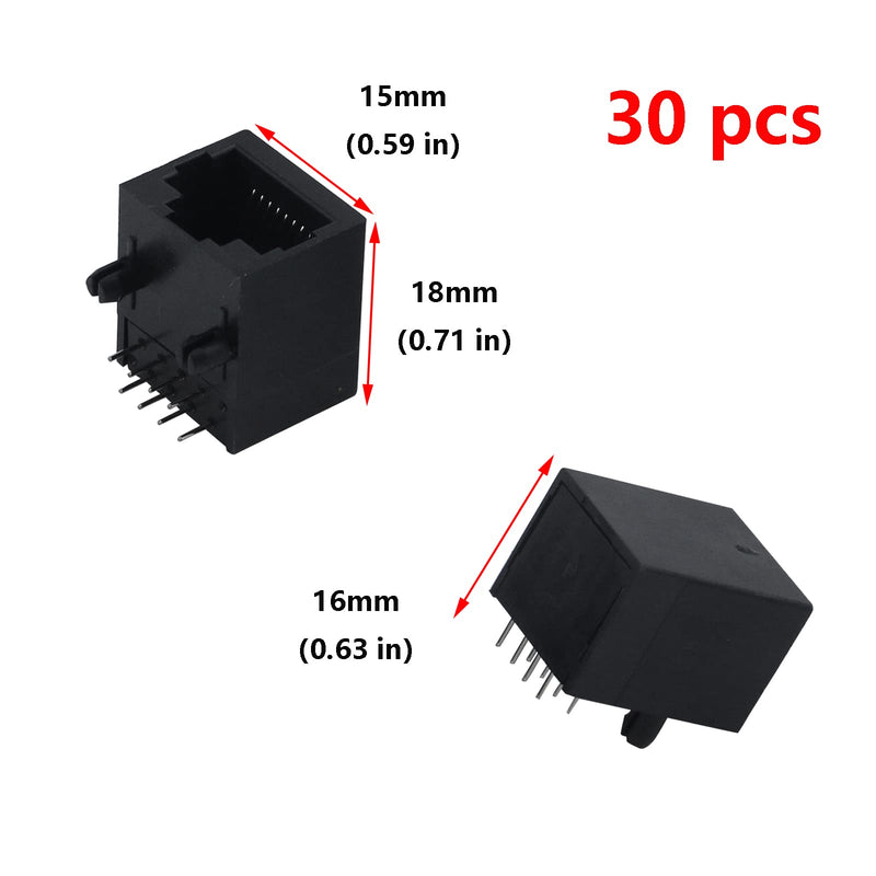 [Australia - AusPower] - Antrader 30pcs RJ45 Modular Jack 8P8C 8 Pins PCB Mount Telephone Connector 