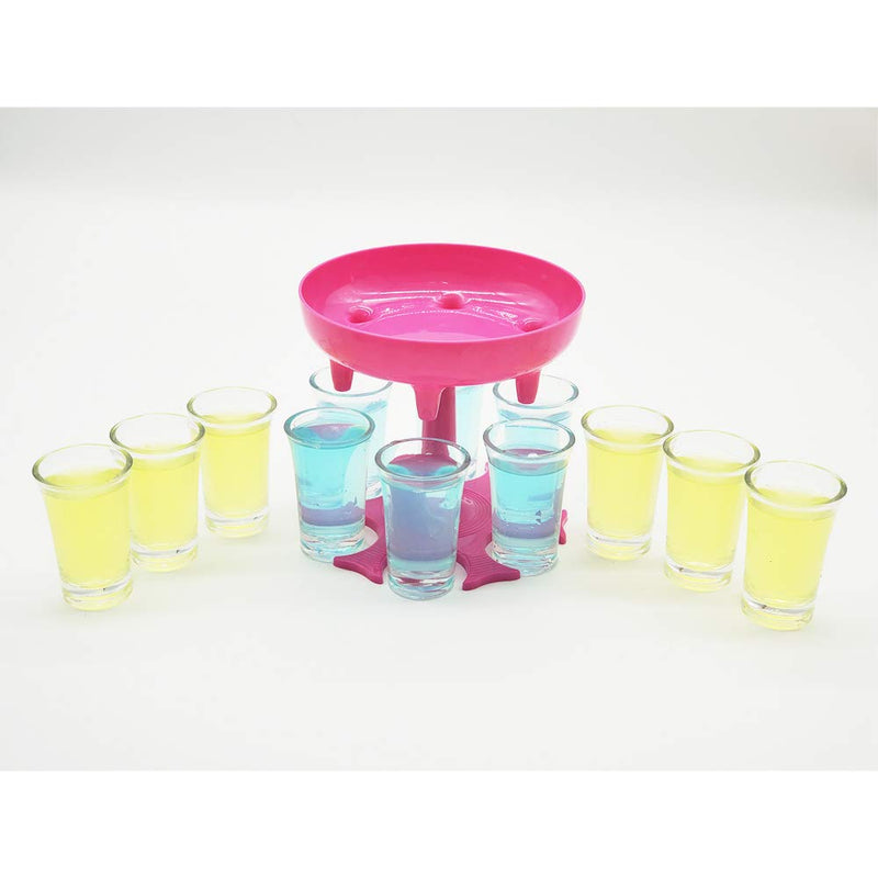 [Australia - AusPower] - 6 Shot Glass Dispenser and Holder (including 6 Pcs 1.2oz Acrylic Cup),Shots Dispenser, Beverage Dispensers，Bar Shot Dispenser, Cocktail Dispenser, Dispenser With Slogan(Pink) Pink 
