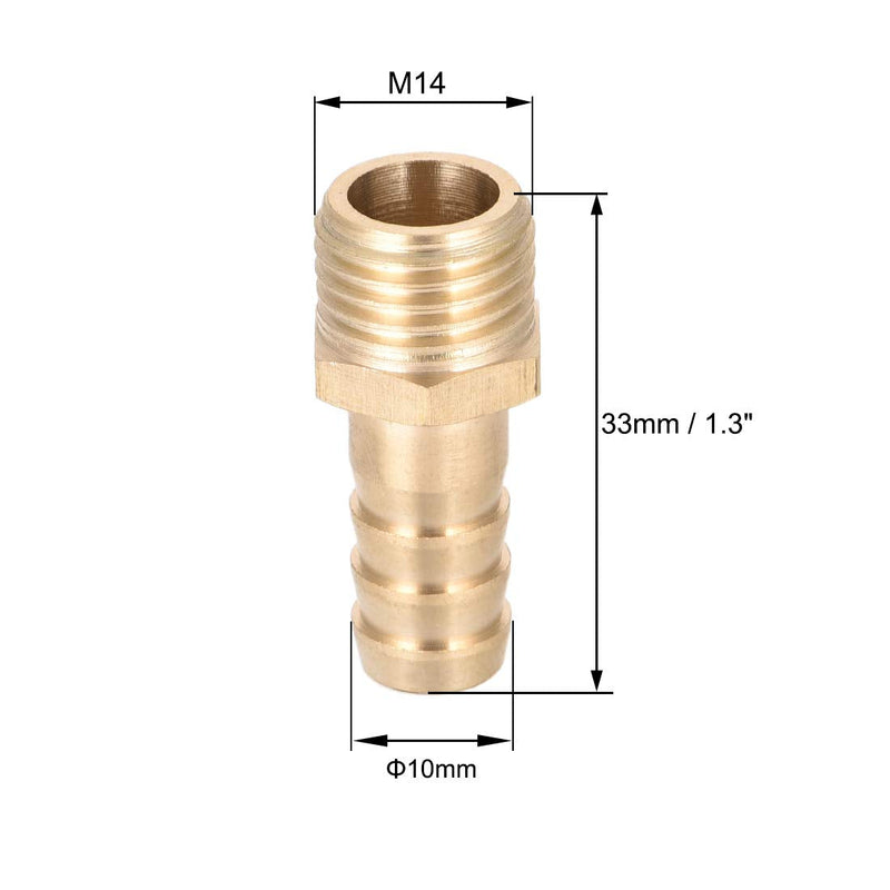 [Australia - AusPower] - uxcell Brass Fitting Connector Metric M14-1.5 Male to Barb Fit Hose ID 10mm 4pcs 