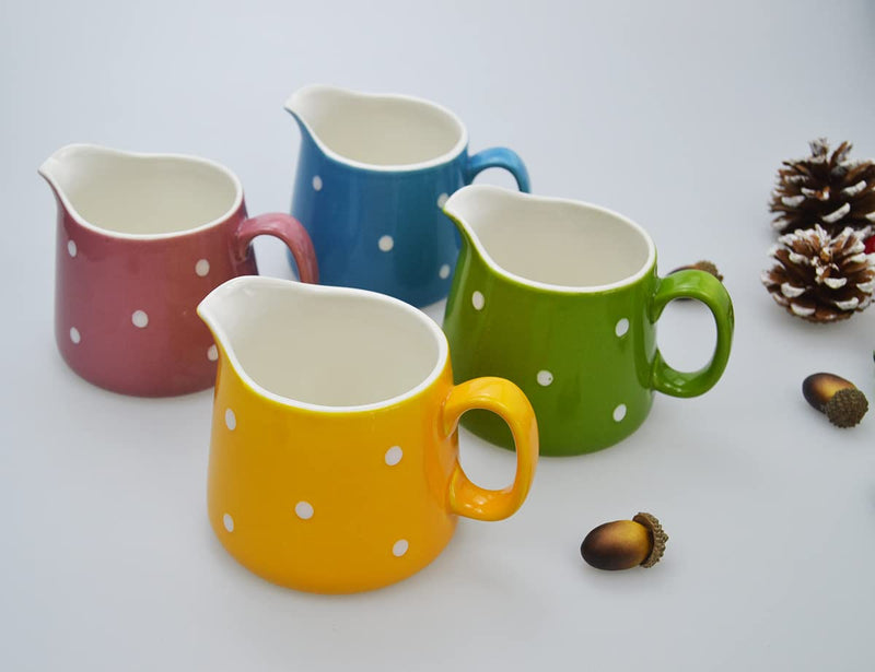[Australia - AusPower] - CHOOLD Polka Dot Ceramic Creamer with Handle,Coffee Milk Creamer Pitcher /Serving Pitcher/Sauce Pitcher/ Milk Creamer Jug for Kitchen 8.5oz Green 