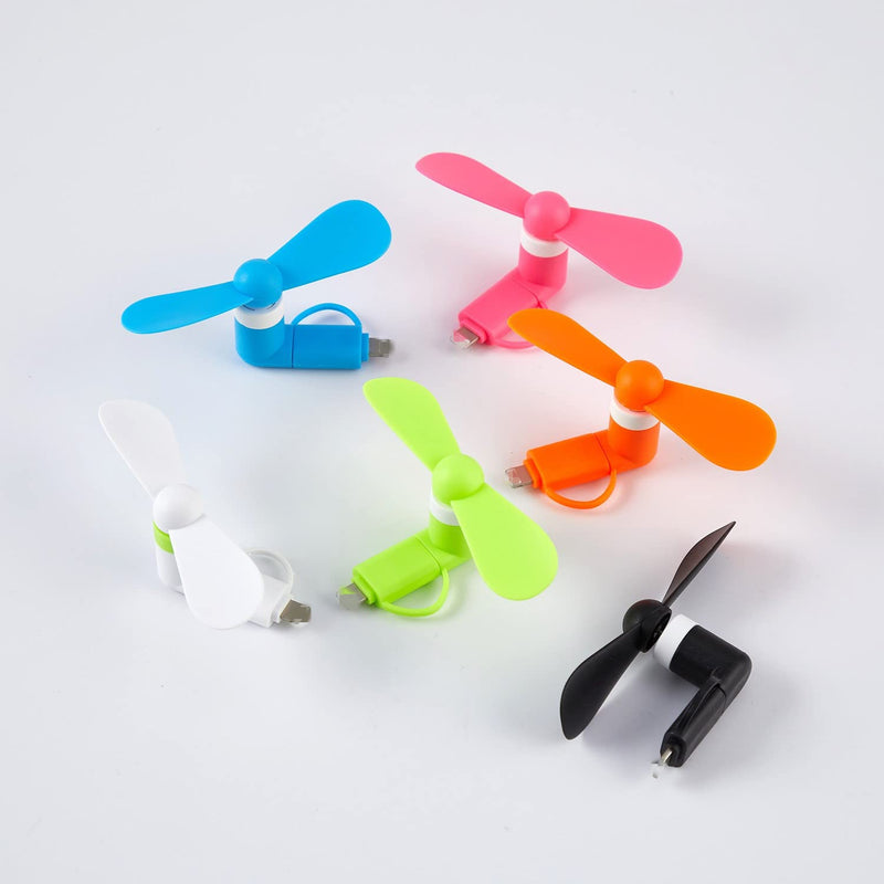 [Australia - AusPower] - Mini Cell Phone Fan - Colorful and Powerful 2-in-1 Fan Compatible for iPhone, iPad, Android Smartphone,Tablet - Cell Phone Summer Accessories - (6-Pack) 
