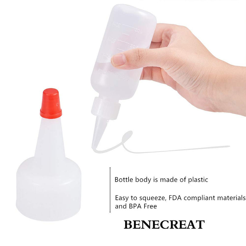[Australia - AusPower] - BENECREAT 12PCS 4 Ounce Plastic Squeeze Dispensing Bottles with Measurement and Red Tip Caps - Good For Crafts, Art, Glue, Multi Purpose 4 Ounce-12 Pack 