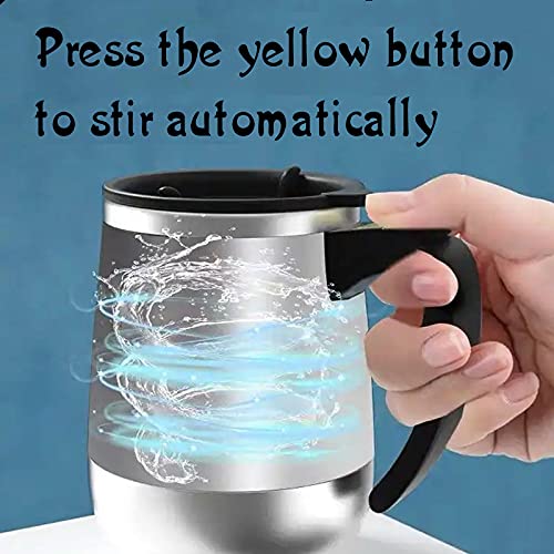 [Australia - AusPower] - Self Stirring Mug Auto Self Mixing Stainless Steel Cup for Coffee/Tea/Hot Chocolate/Milk Mug for Office/Kitchen/Travel/Home -450ml/15oz The best gift（black） Black(Magnetic) 