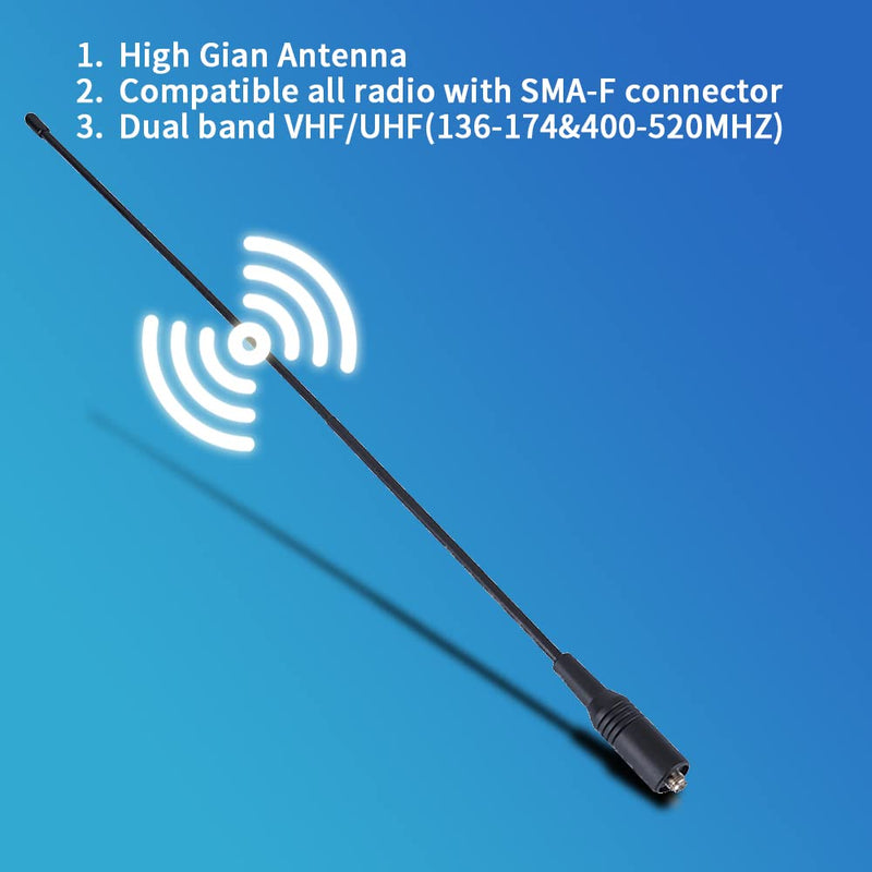 [Australia - AusPower] - LSENG Walkie Talkie Antenna for Baofeng Radio Antenna Upgrade 14.96 Inch Whip Dual Band VHF/UHF 144/430Mhz SMA-Female Antennas for Motorola BF-F8HP UV-5R UV-82 (2 Pack) 2PCS 
