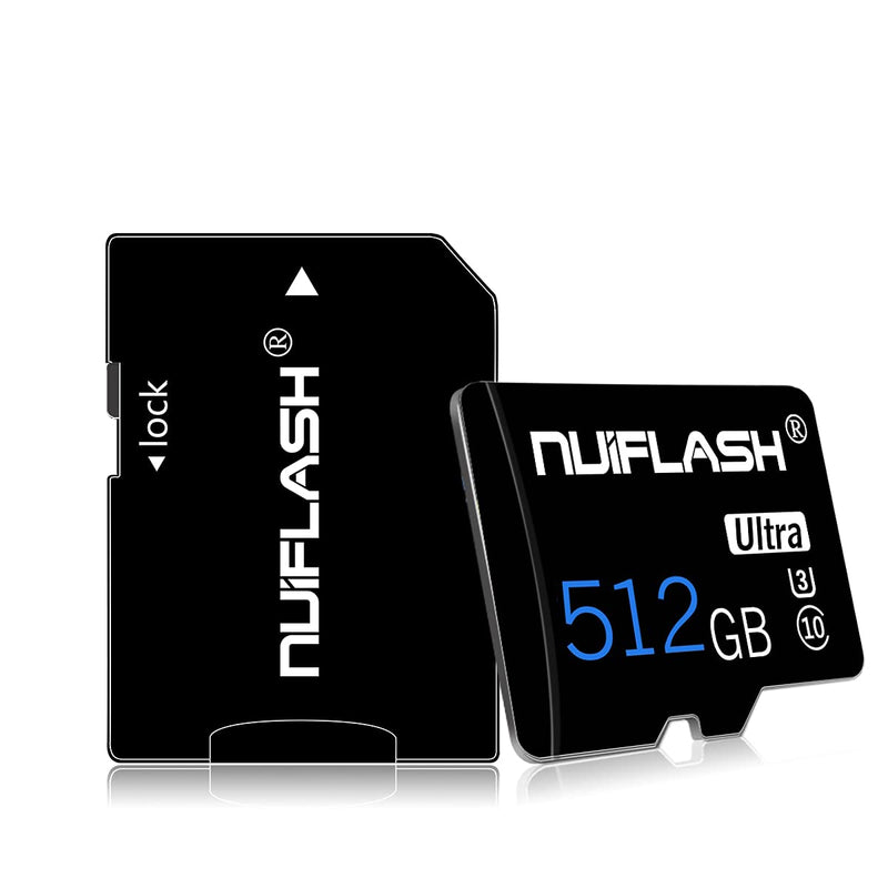 [Australia - AusPower] - Micro SD Card 512GB Memory Card 512GB TF Card Class 10 High Speed with Adapter for Camera, Phone, Computer 512GB 