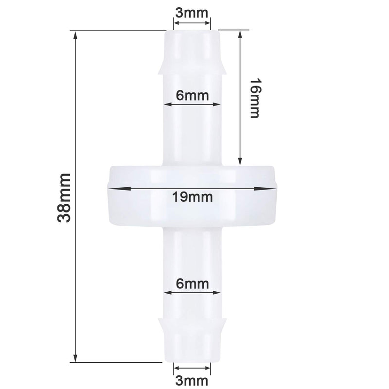 [Australia - AusPower] - 4 Packs Check Valve, 1/4 Inch 6mm PVDF Wear-Resistant One-Way Check Valve for Fuel Gas Liquid Air 