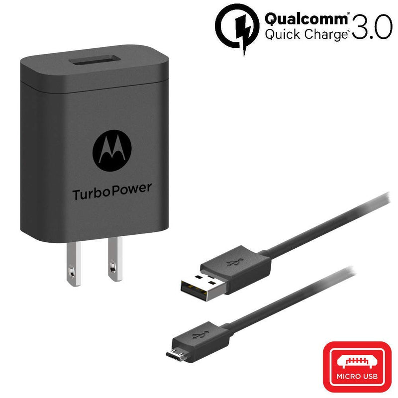 [Australia - AusPower] - Motorola TurboPower 18 QC3.0 Charger with 3.3 Foot Micro-USB Cable for Moto E5 Plus, E5 Supra, G5 Plus, G5S, G5S Plus, G6 Play/Forge [NOT for G6 or G6 Plus] (Retail Box) Wall Charger 