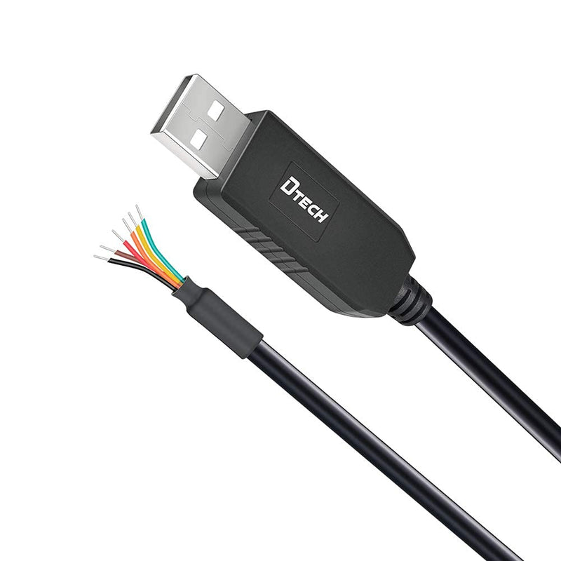 [Australia - AusPower] - DTECH USB to UART TTL Serial 3.3V Adapter Cable 6 Wire End with FTDI Chip FT232 TX RX Signal for Windows 11 10 8 7 XP Vista (6ft, Black) 3.3V -6 wire end 