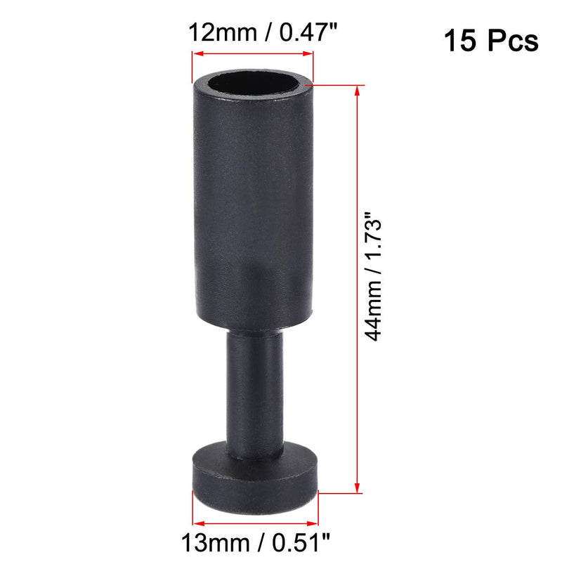 [Australia - AusPower] - uxcell Push to Connect Fittings, Cap Style Pneumatic Blanking Plugs, Fit for 12mm Inner Dia. Air Hose Tube Pipe, Plastic, Black, Pack of 15 