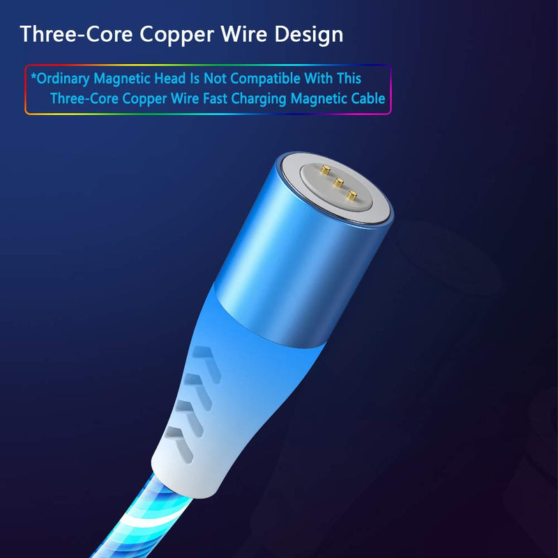 [Australia - AusPower] - Magnetic Charging Cable, Multi 3 in 1 Micro USB Charger Cable with Flowing LED Light, Magnetic Phone Charger Cable Type C and i-Product Android Charger Fast Charging Adapters (1m/3.3ft) 1m/3.3ft Cable13-Blue 