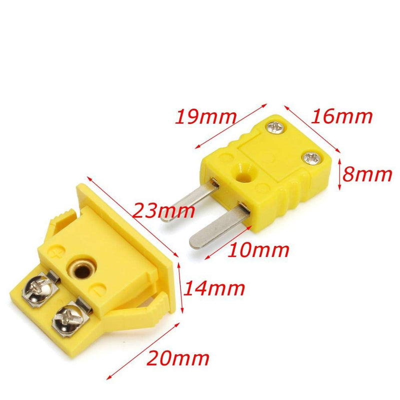 [Australia - AusPower] - CESARIAS K-Type Panel Mount Thermocouple Mini Plug Connector, Male and Female, Yellow 