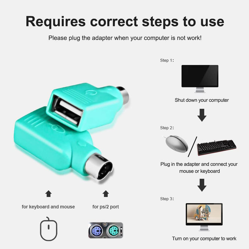 [Australia - AusPower] - PS2 to USB Female,PS/2 Male Converter Changer Adapter for Keyboard Mouse 2pcs by Oxusbor(Notice:Can't Match All Motherboard,Have Matching Problem) 