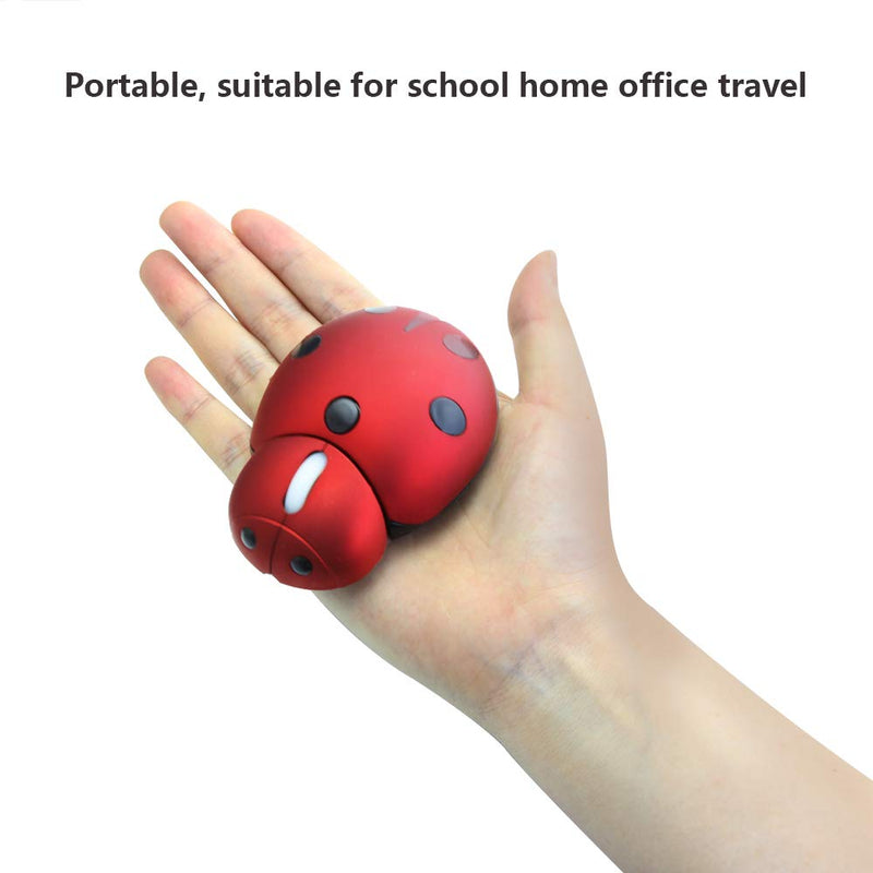 [Australia - AusPower] - Mini Cute Wireless Mouse, Portable Mobile Optical Mouse for Kids,2.4G 3000DPI Animal Ladybug Shape Cordless Computer Mouse Small Tiny Travel Mouse with USB Receiver for Laptop Desktop PC (Red) Red 