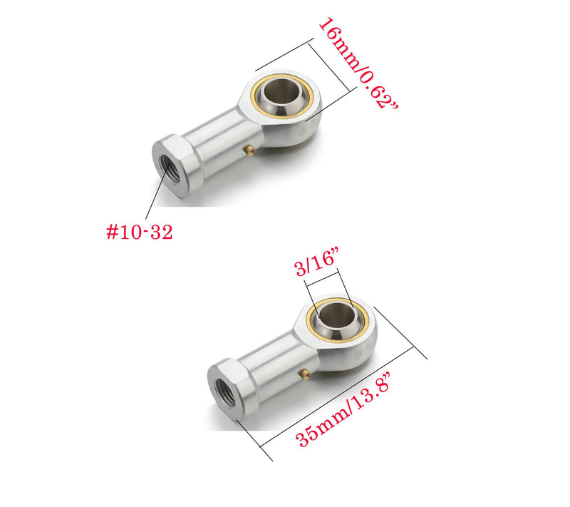 [Australia - AusPower] - Smartsails (2pcs )PHSB3 Rod End Bearings 3/16-inch Bore Pre-Lubricated Bearings #10-32 Female Thread Right Hand 3/16" PHS 