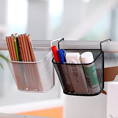 [Australia - AusPower] - Chris.W 2Pack Office Cubicle Accessories, Black Wire Mesh Hanging Pen Organizer Pencil Holder for Cubicle Partition Home Office, Markers, Glue, Stapler, Memo, Remote Controller Storage Baskets (Black) 