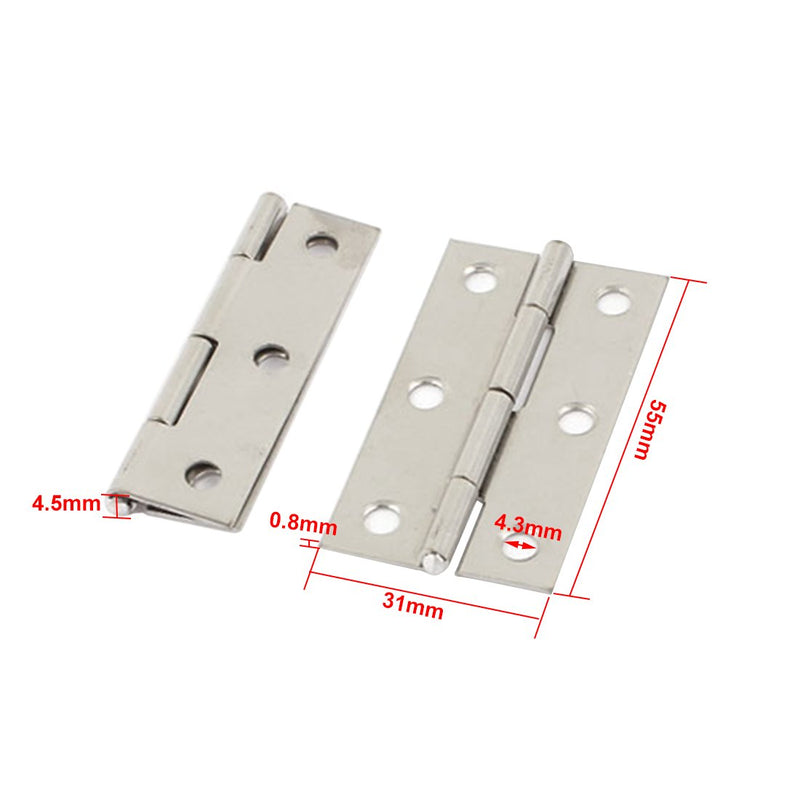 [Australia - AusPower] - uxcell 2.2inches Long 6 Mounting Holes Stainless Steel Hinges 20 Pcs 