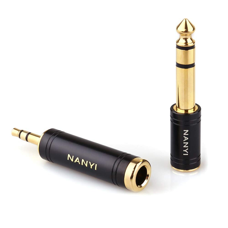 [Australia - AusPower] - NANYI 1/4 Inch - 1/8 Inch Stereo Headphone Adapter Cables Connector, Upgrade 3.5mm - 6.35mm Jack Stereo Socket Female to Jack Stereo Plug Male for Headphone, Amp Adapte, Black 1-1 Pack 