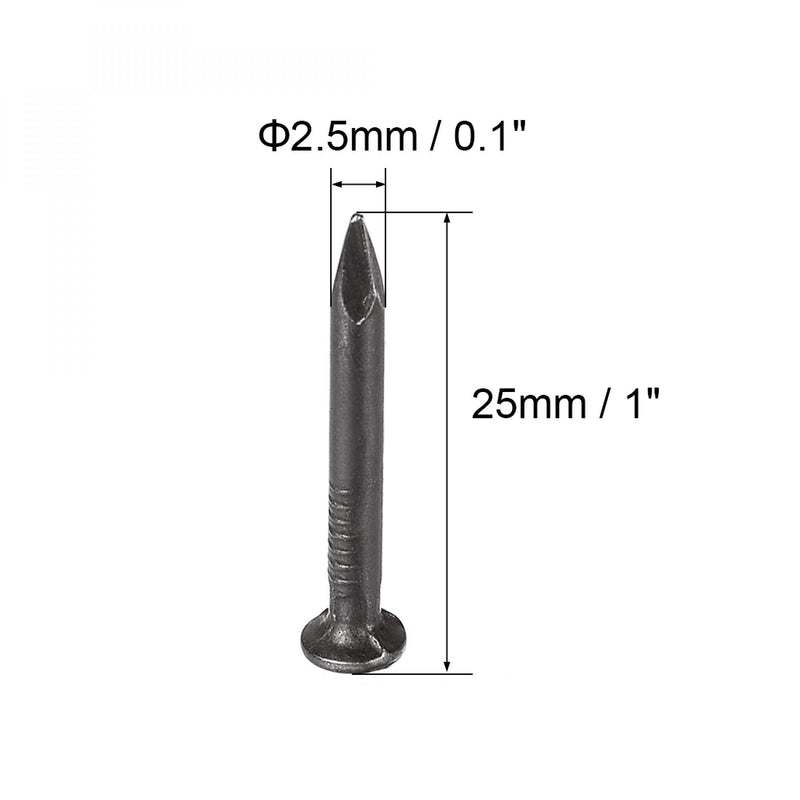 [Australia - AusPower] - uxcell Hardware Nails Carbon Steel Point Tip Wall Cement Nail 25mm(1") 2.5mm Rod Dia Black 200pcs 