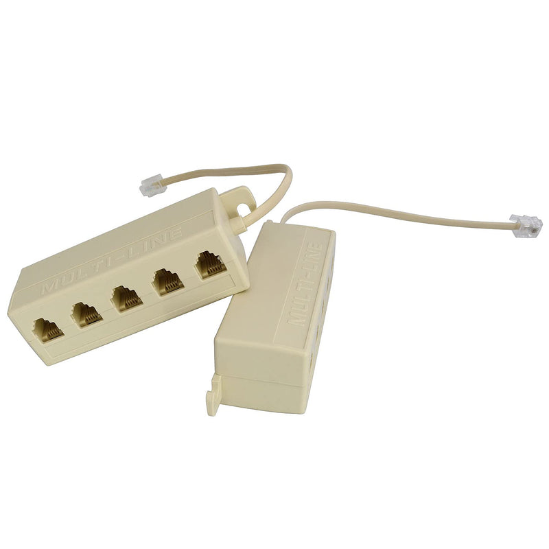 [Australia - AusPower] - Longdex Five-Way Phone Splitter 2PCS RJ11 6P4C Telephone Line 1 Male to 5 Female Modular T Adapters Jacks 