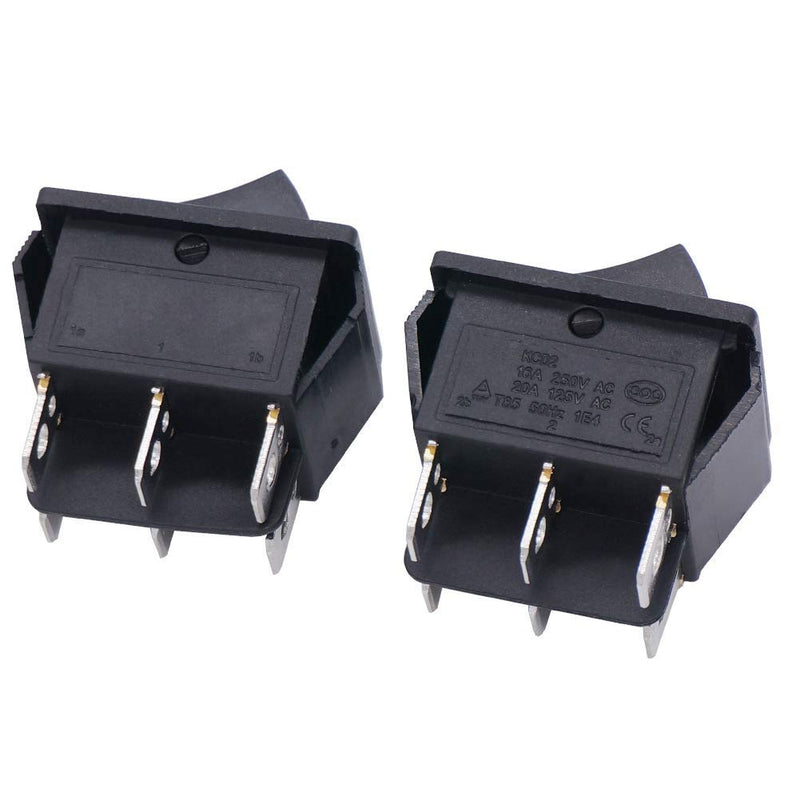 [Australia - AusPower] - Twidec/2Pcs Rocker Switch 6 Pins 3 Position ON/Off/ON AC 10A/125V 6A/250V DPDT Car Boat Black KCD4 Rocker Switch Toggle KCD2-203 