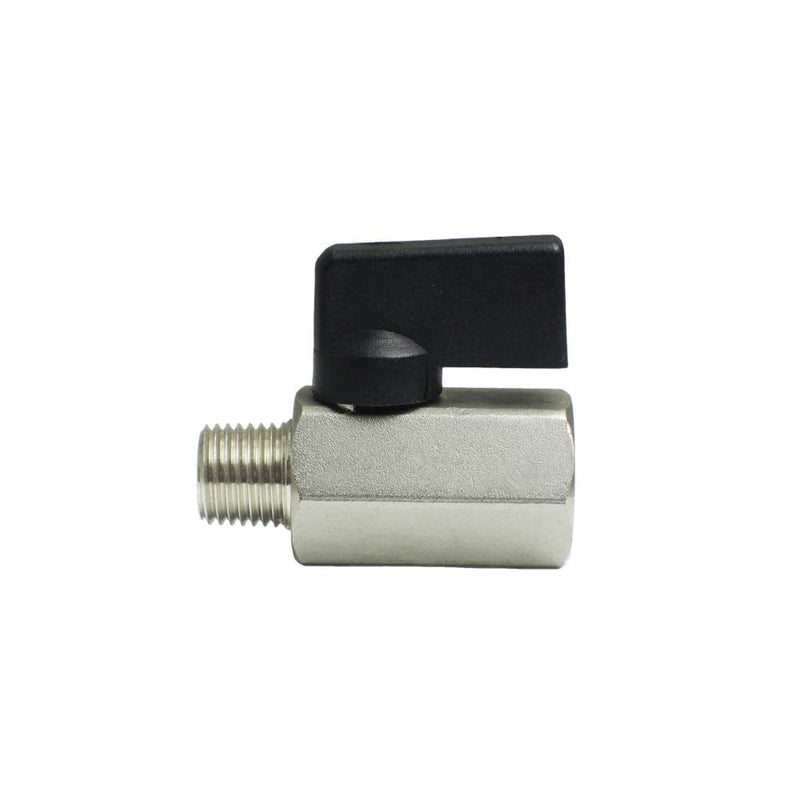 [Australia - AusPower] - Nigo Industrial Co. Forged Brass Mini Ball Valve, Nickel Plated, 1/4 Turn Operation Handle, 1/4" NPT Male x 1/4"NPT Female 